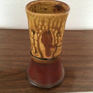 Decorative Pottery Vase - golden yellow, brownish red and brown